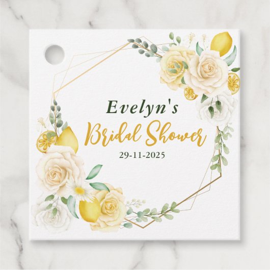 レモン ユーカリ ローズ ブライダルシャワー 感謝 フェイバータグ (正面)