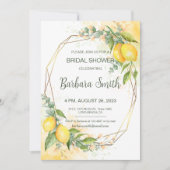 レモン ユーカリ 黄色の花 ブライダルシャワー 招待状 (正面)