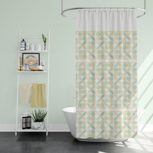 レモン/ライム柑橘類レトロ シャワーカーテン