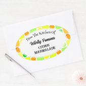 レモン、ライム、オレンジの柑橘類の果実のキッチン 楕円形シール (封筒)