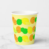 レモン、ライム、オレンジカラフルの柑橘類 紙コップ (裏面)