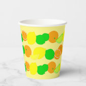 レモン、ライム、オレンジカラフルの柑橘類 紙コップ (正面)