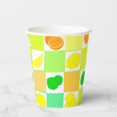 レモン、ライム、オレンジカラフルの柑橘類 紙コップ (裏面)
