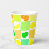 レモン、ライム、オレンジカラフルの柑橘類 紙コップ (正面)