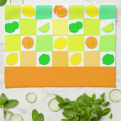 レモン、ライム、オレンジ柑橘類スライス縁どオレンジ キッチンタオル (折り畳み)