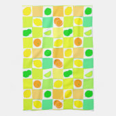 レモン、ライム、オレンジ柑橘類フルーツスライス キッチンタオル (縦)