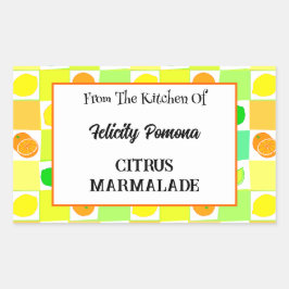 レモン、ライム、オレンジ柑橘類フルーツ編集可能 長方形シール