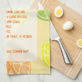 レモン、ライム、柑橘類のAdeのオレンジレシピ キッチンタオル (四つ折り)