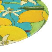 レモン、ラディバグ、ティール（緑がかった色）背景の花 カッティングボード (角)