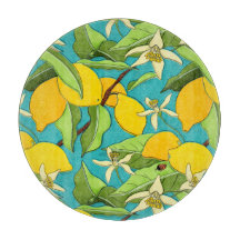 レモン、ラディバグ、ティール（緑がかった色）背景の花