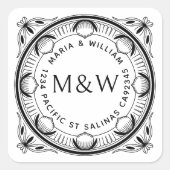 レモン & リボン 返送先ラベル - オーダーメイド スクエアシール (正面)