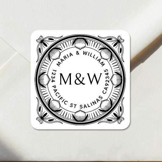 レモン & リボン 返送先ラベル - オーダーメイド スクエアシール