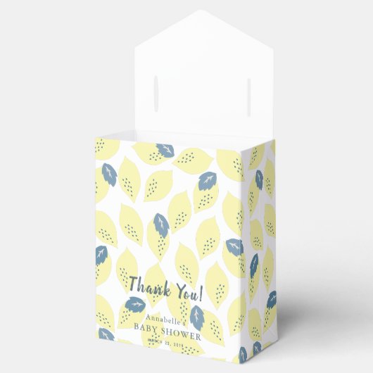 レモン&リーフパターンベビーシャワーギフトボックス フェイバーボックス (オープン)