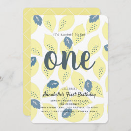 レモン&リーフパターン1st誕生日パーティの招待状 招待状