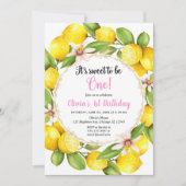 レモン·レモネード·ガール1歳の誕生日の招待状 招待状 (正面)