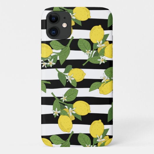 レモン レモン 黄色 黒 ストライプ Case-Mate iPhoneケース (裏面)