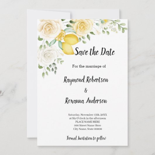 レモン＆ローズ セーブ・ザ・デート 招待状 (正面)