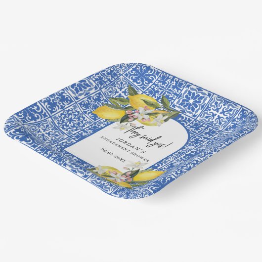 レモン＆地中海スタイルのタイル　イエスと言ったシャワー ペーパープレート (傾斜あり)