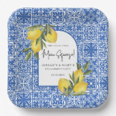 レモン＆地中海スタイルのメインスクイーズエンゲージメント ペーパープレート (正面)