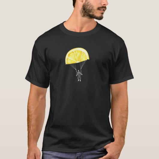 レモン 夏 空 スカイダイビング パラシュート Tシャツ (正面)