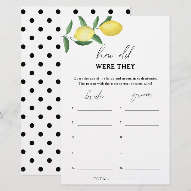 レモン – 彼らは何歳だったブライダルゲーム (正面/裏面)