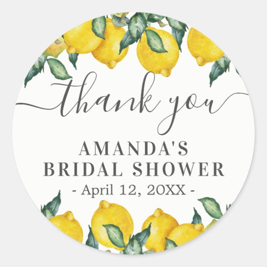 レモン 感謝の気持ち クラシック ラウンド ステッカー (正面)