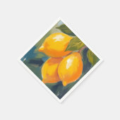 レモン+木+水彩+果物+絵画 スタンダードカクテルナプキン (角)