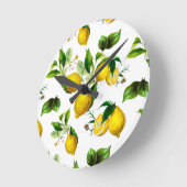 レモン、柑橘類地中海の、アート ラウンド壁時計 (傾斜)