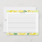 レモン |柑橘類 |ブライダルシャワーレシピカード 招待状 (裏面)