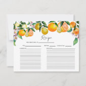 レモン |柑橘類 |ブライダルシャワーレシピカード 招待状 (正面)