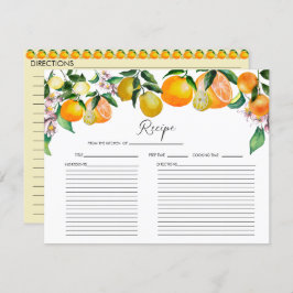 レモン |柑橘類 |ブライダルシャワーレシピカード 招待状