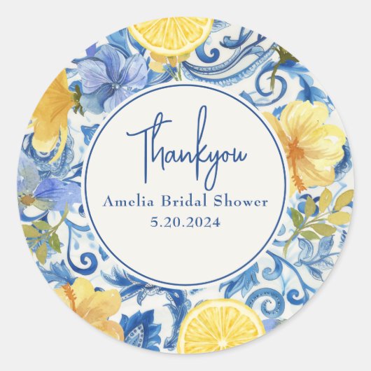 レモン 柑橘類 メインスクイーズ ブライダルシャワー ラウンドシール (正面)