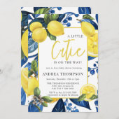 レモン |柑橘類 |植物性ベビーシャワー 招待状 (正面/裏面)