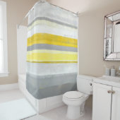 「レモン」灰色および黄色の抽象美術 シャワーカーテン (インサイチュ)