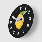 レモン、甘いフルーツと目のグーグル ラウンド壁時計 (傾斜)