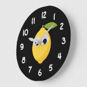 レモン、甘いフルーツと目のグーグル ラージ壁時計 (傾斜)