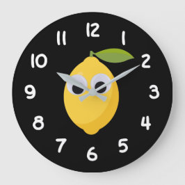 レモン、甘いフルーツと目のグーグル ラージ壁時計