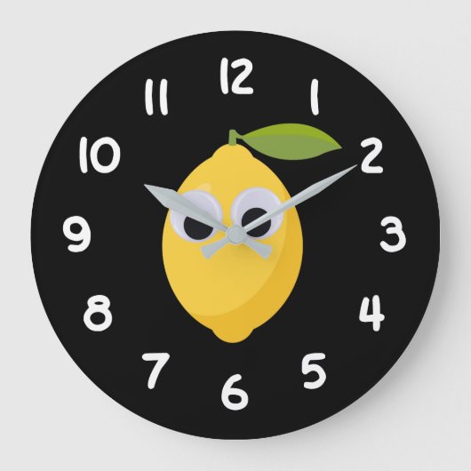 レモン、甘いフルーツと目のグーグル ラージ壁時計 (正面)