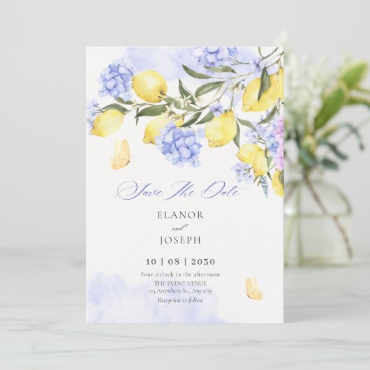 レモン 紫 花嫁 ウェディング セーブザデート (スタンド正面)