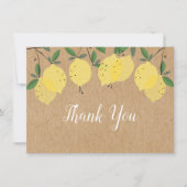 レモン 緑の花 植物風 ラスティック クラフト ボヘミア サンキューカード (正面)