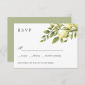レモン |緑 | Chic結婚のクラシックRSVP 出欠カード (正面/裏面)