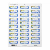 レモン 花柄 イタリアン ブルー タイル 返信住所 ラベル (フルシート)