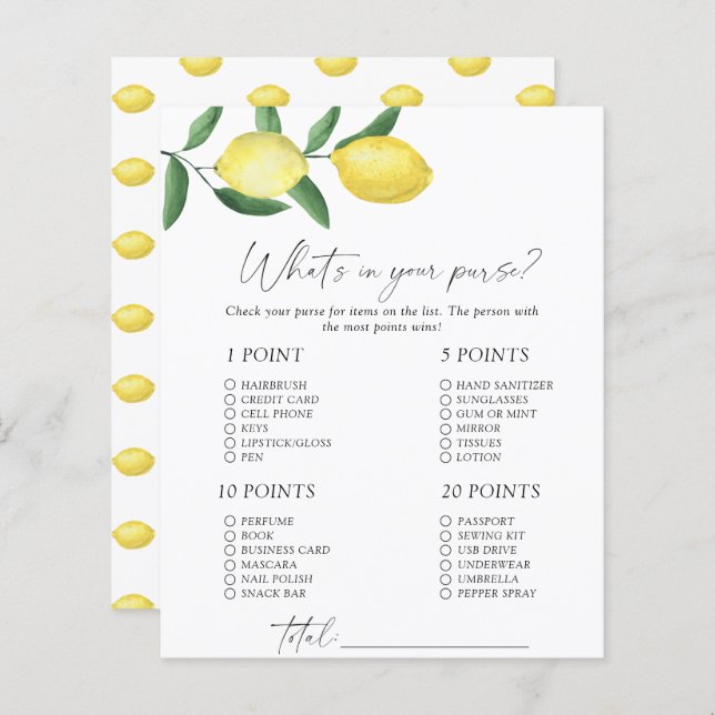 レモン – 財布のゲームの中身 (正面/裏面)