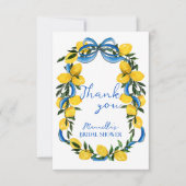 レモン 青いリボン イタリアン ウェディングシャワー サンキューカード (正面)
