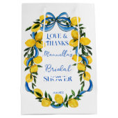 レモン 青いリボン ブーケ  ブライダルシャワー ギフト ミディアムペーパーバッグ (裏面)