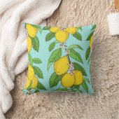 レモン、青鮮やか背景シームレス。 クッション (ブランケット)