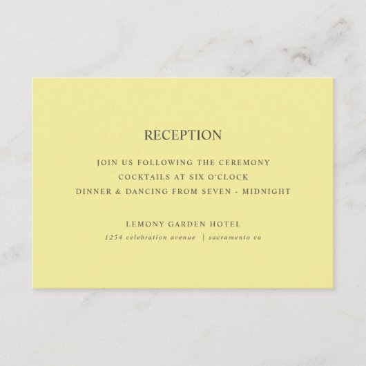 レモン | Yellow Chic Wedding Reception エンクロージャーカード (正面)