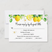 レモンRSVPと食事オプションカード 招待状 (正面)