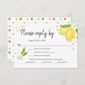 レモンRSVPと食事オプションカード 招待状 (正面/裏面)