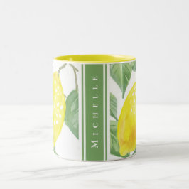 レモ伝統的ンパーソナライズされたツリー ツートーンマグカップ